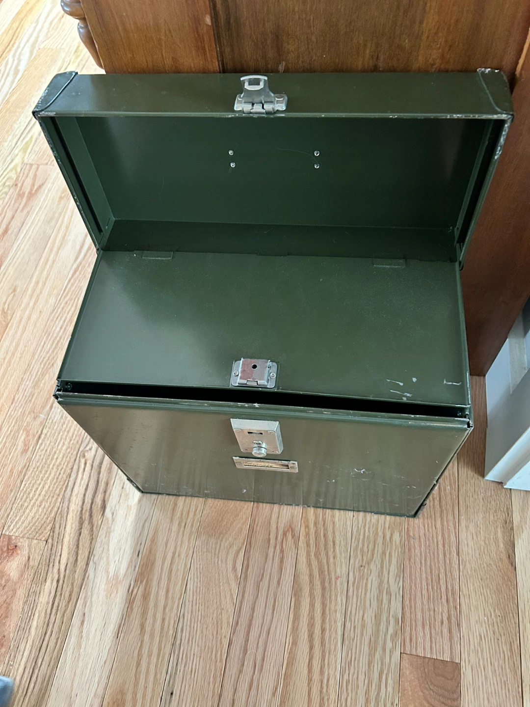 Vintage Mystrong Metal Storage Box Case - Olive Green - photo 4