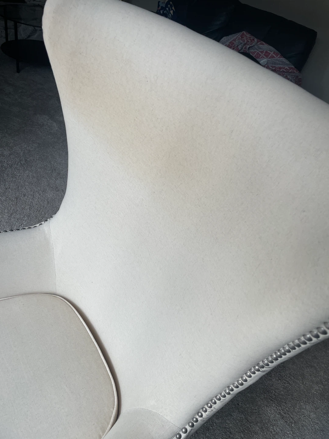 Cream Wingback Accent Chair with Script Design - photo 3