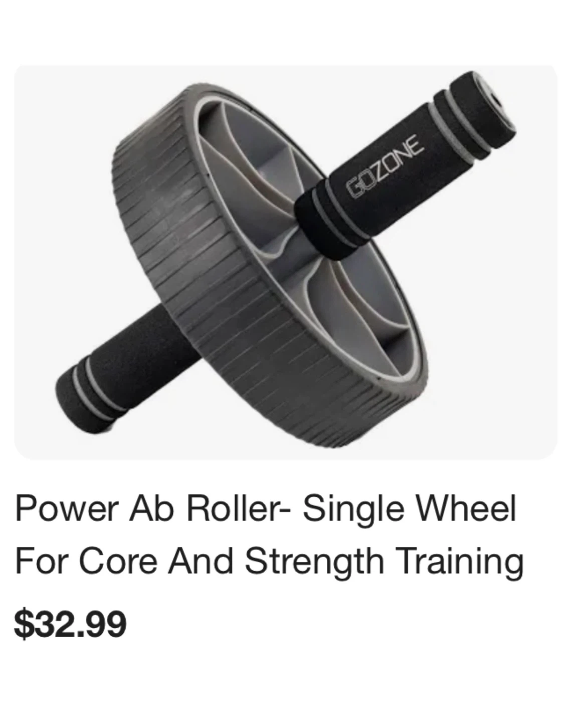 🌱 GoZone Power Ab Roller, Single Wheel - Black & Grey - photo 5