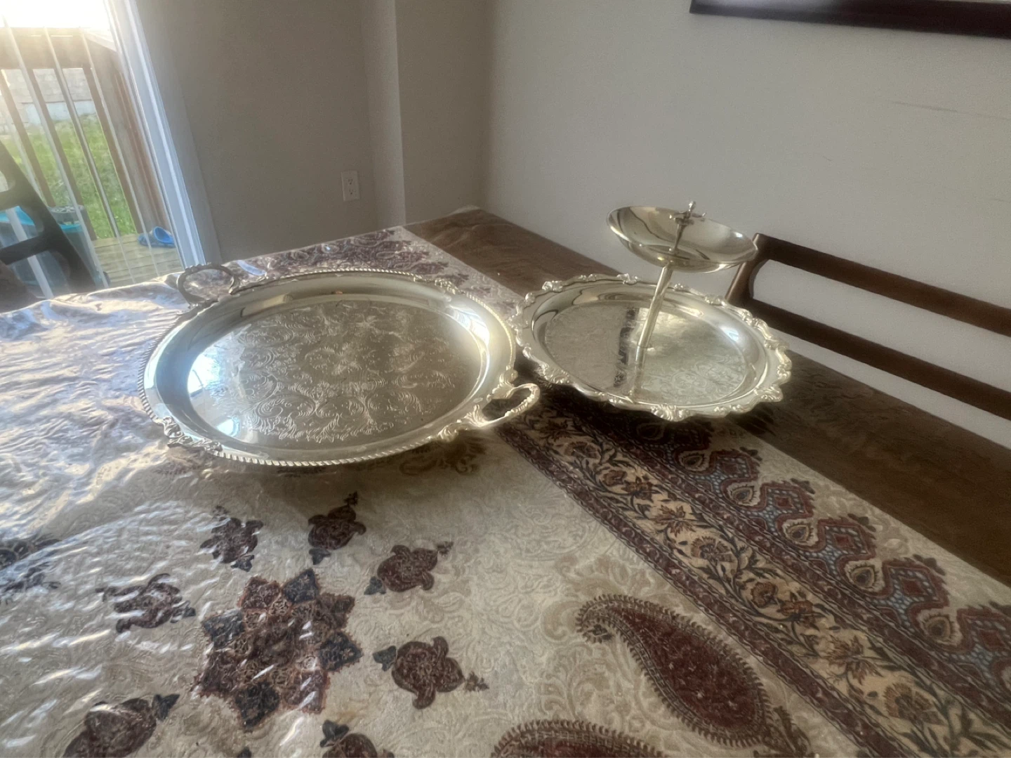 Silver Serving Tray with Handles