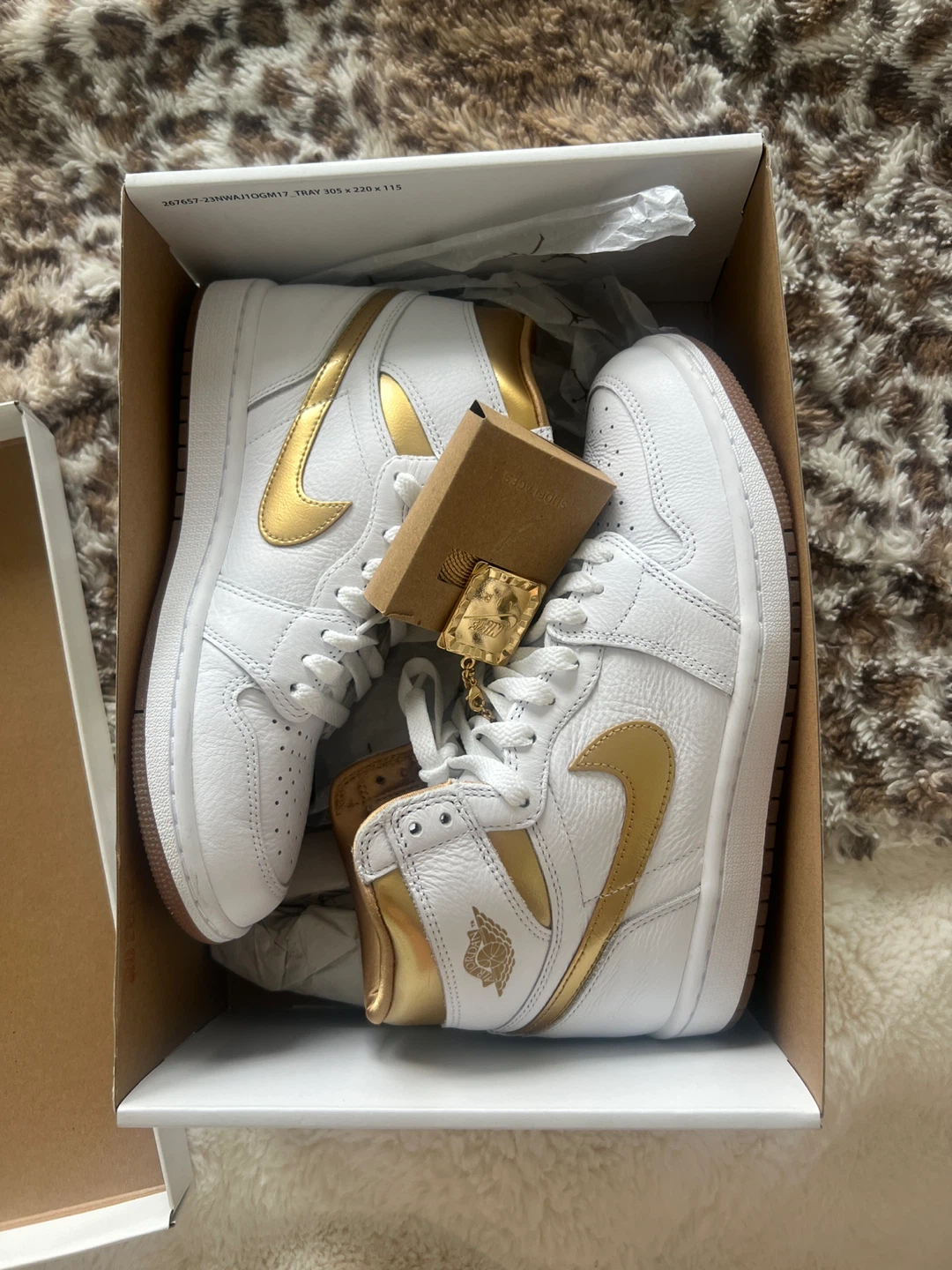 Nike Air Jordan 1 Women's Sneakers - White/Gold, Size 7.5