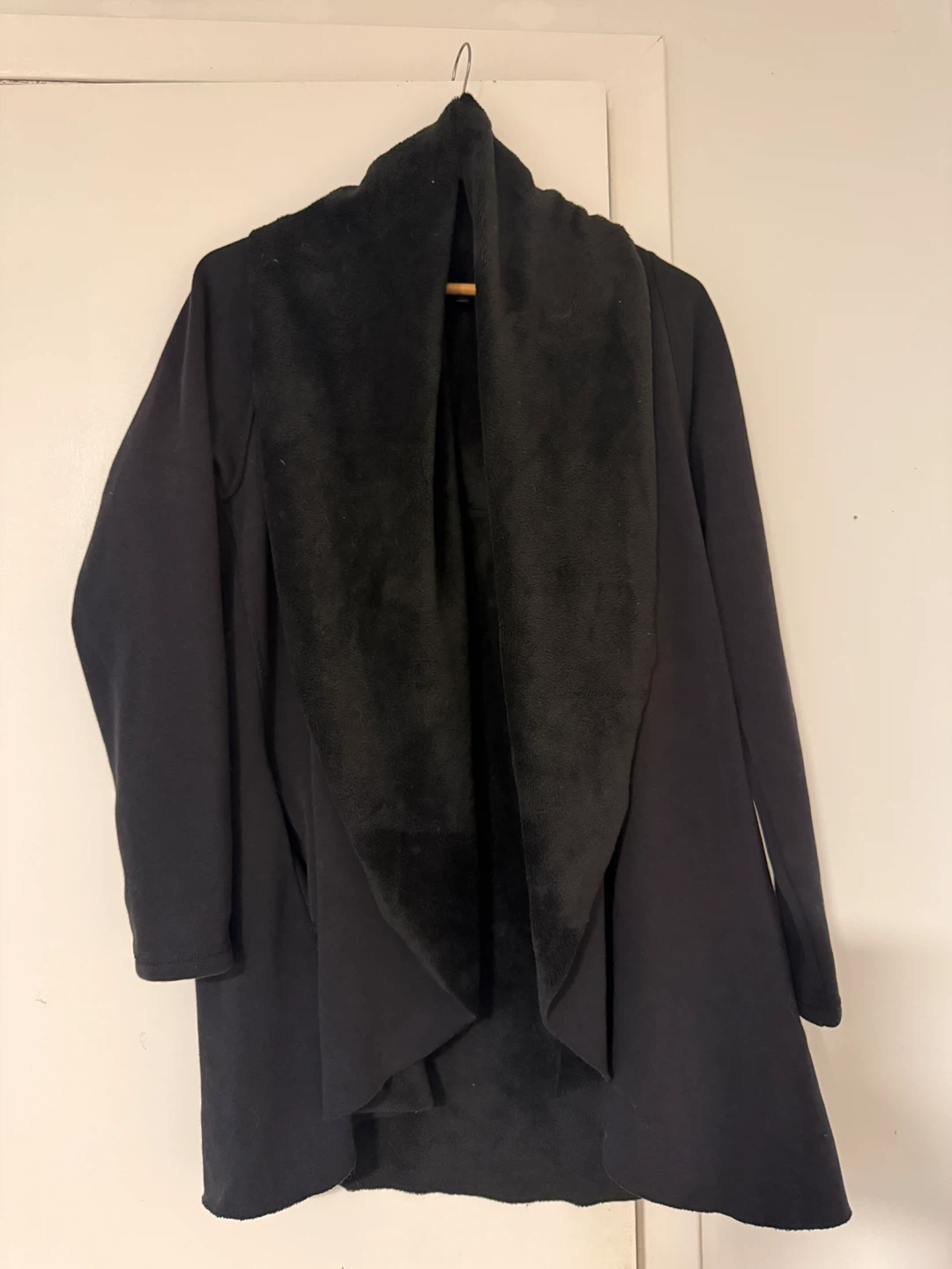 DREW Black Open Front Shawl Collar Cardigan