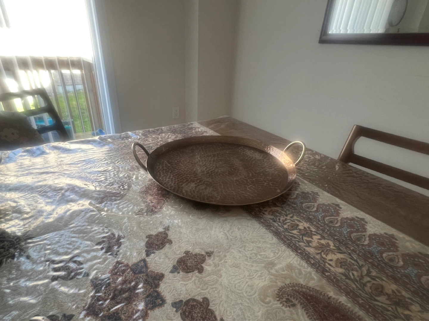 Hammered Copper Serving Tray with Handles