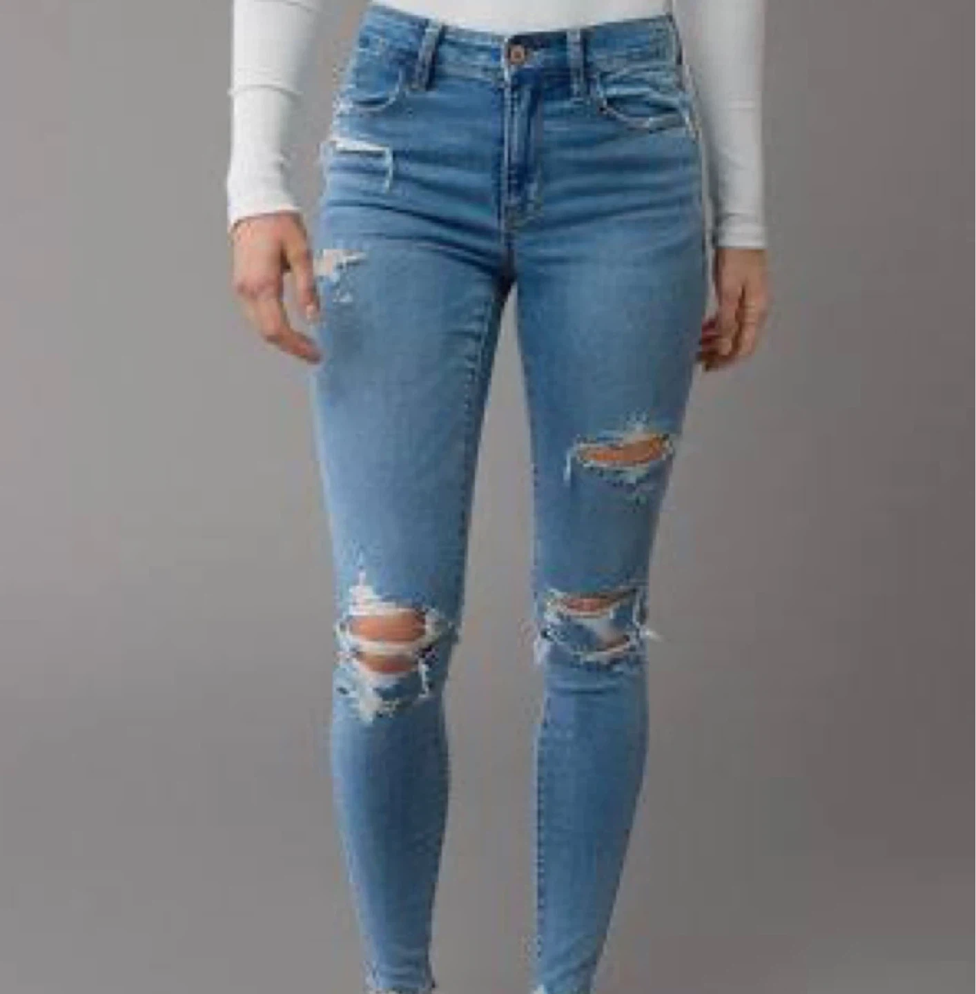 H&M Distressed Blue Skinny Jeans
