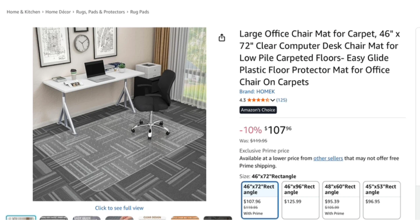 Brand New Large Office Chair Mat for Carpet - photo 2