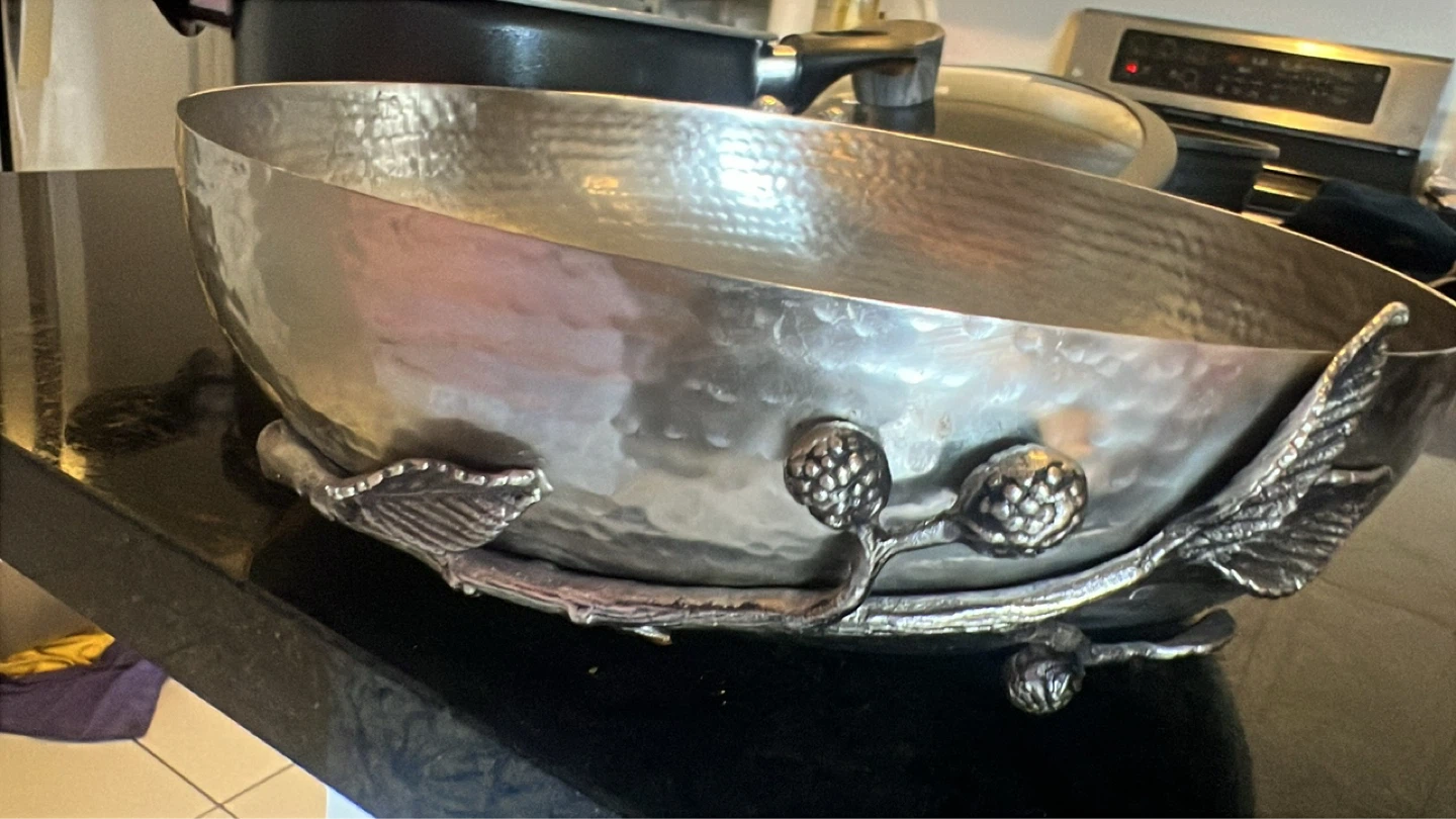 Decorative Metal Bowl with Branch Detail - photo 3