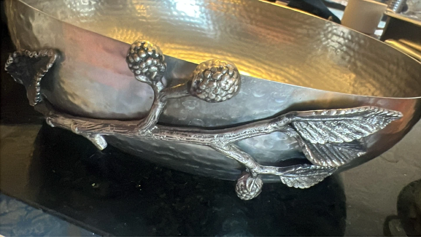 Decorative Metal Bowl with Branch Detail - photo 4