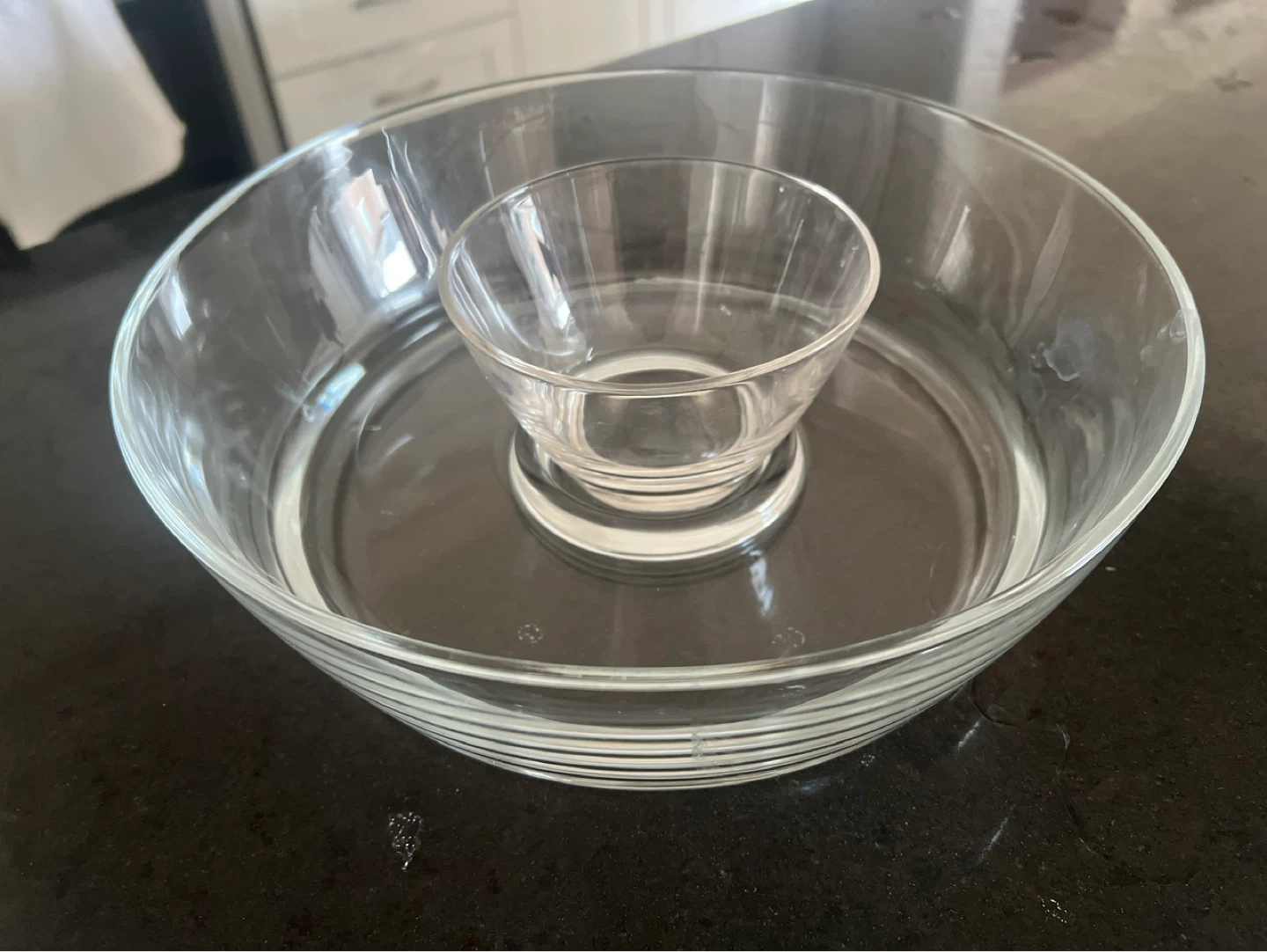 Glass Chip and Dip Bowl