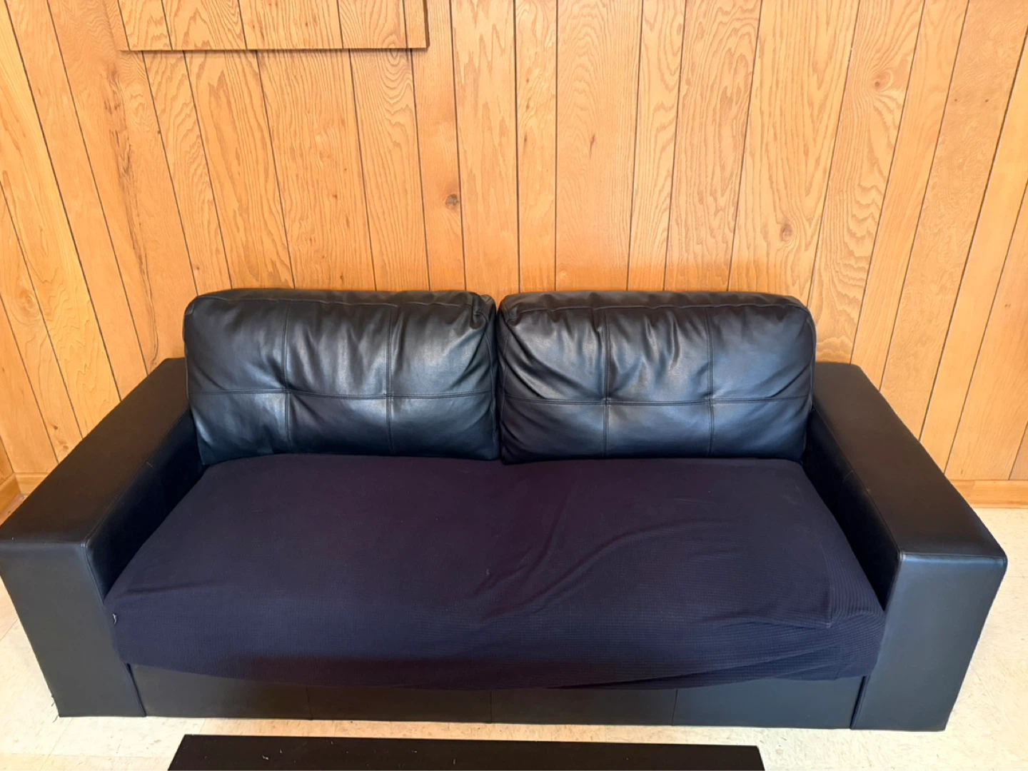 Black Faux Leather Loveseat Sofa - photo 5