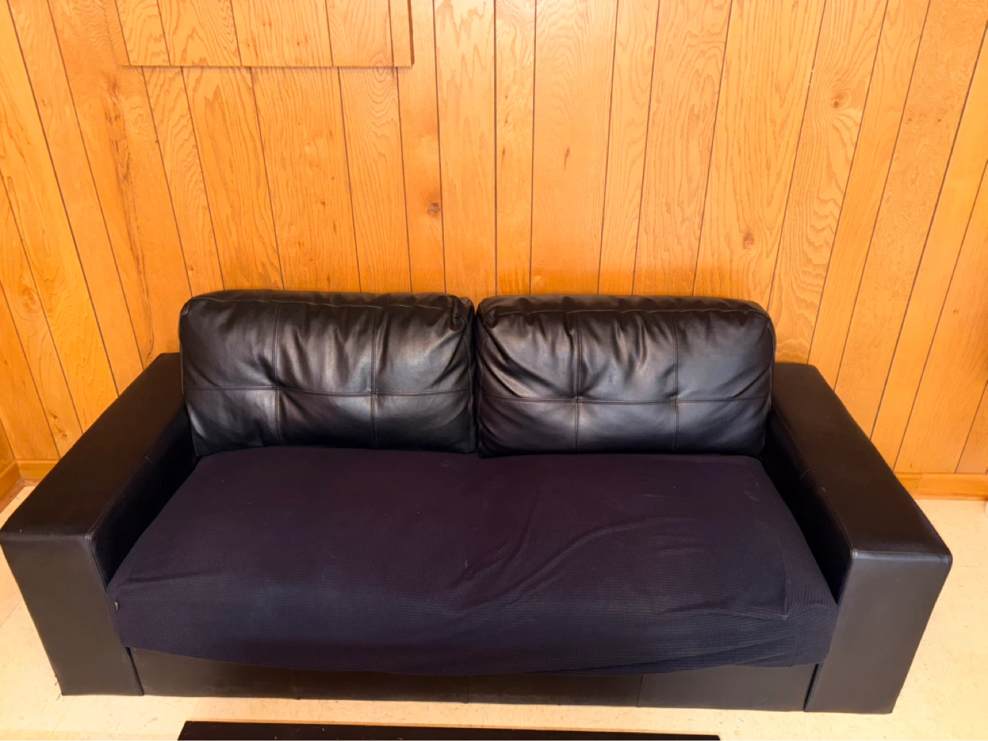 Black Faux Leather Loveseat Sofa - photo 4