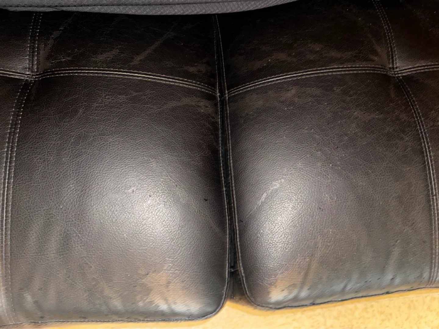 Black Faux Leather Loveseat Sofa - photo 2