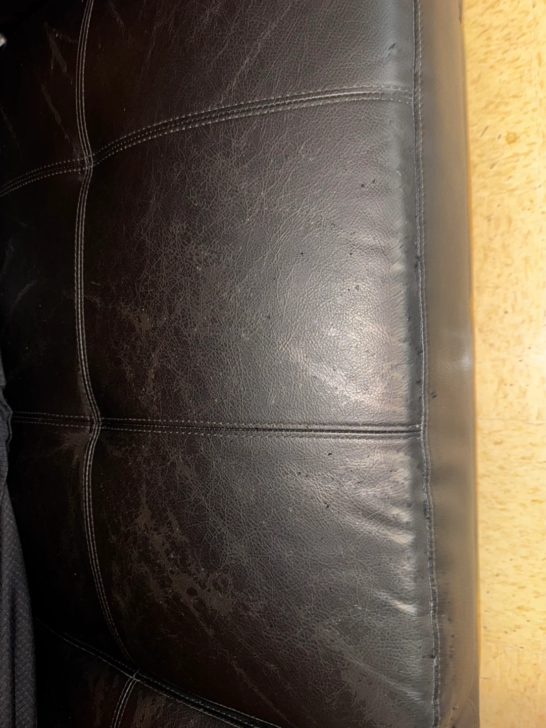 Black Faux Leather Loveseat Sofa - photo 3