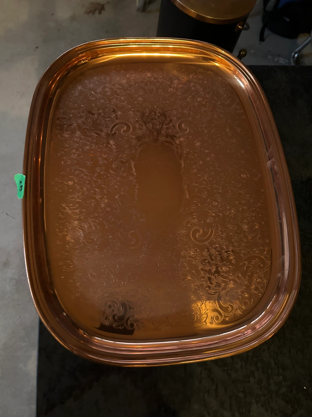 Copper Serving Tray with Embossed Design - photo 2