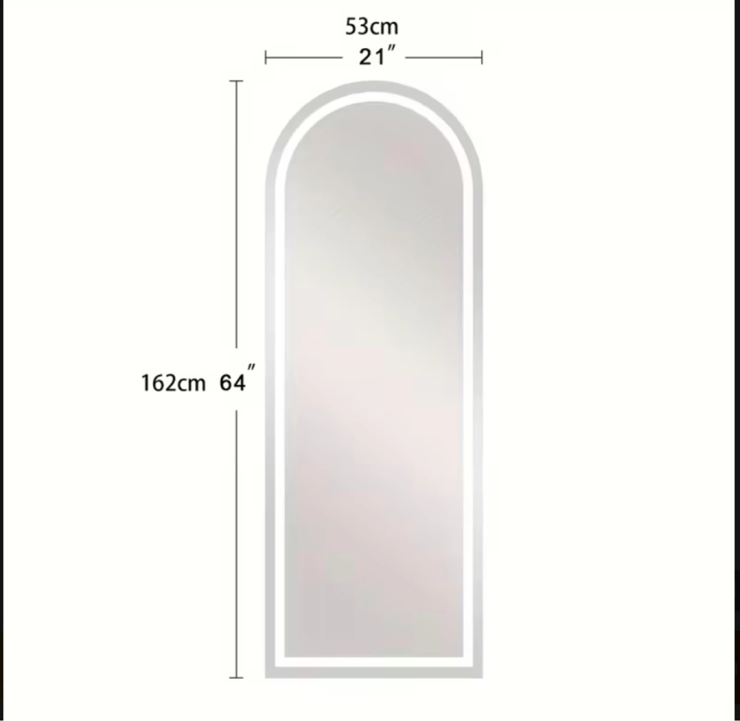Arched Full Length Mirror 64”*21”- White - photo 2