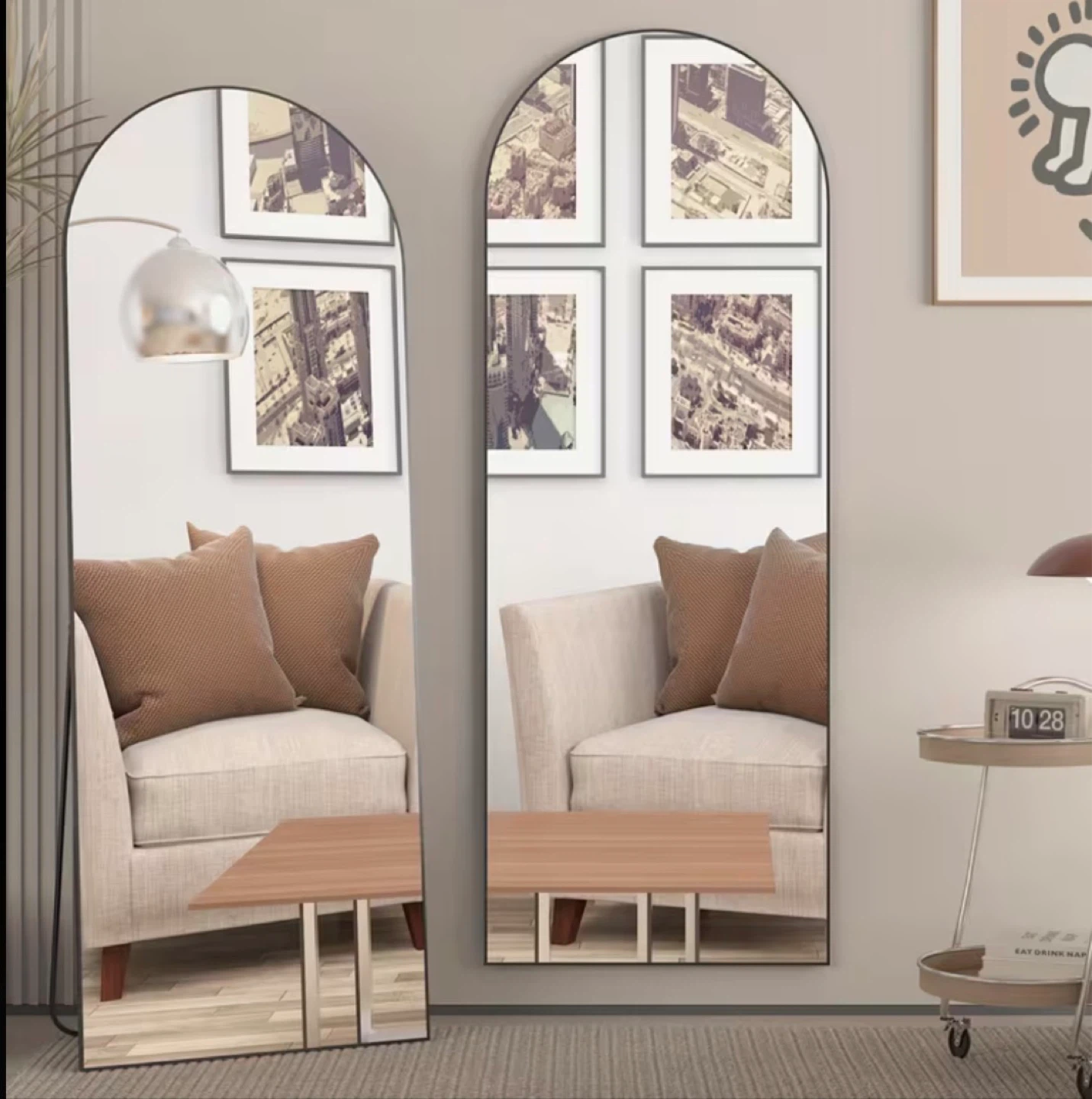 Arched Full Length Mirror 64”*21”- White - photo 3