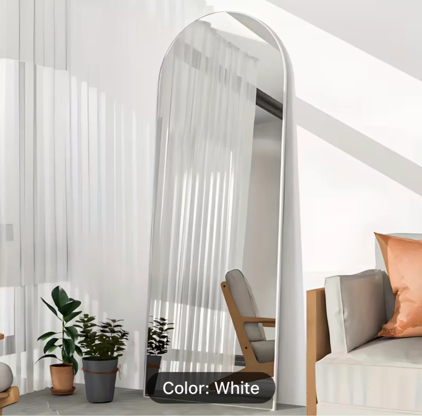 Arched Full Length Mirror 64”*21”- White