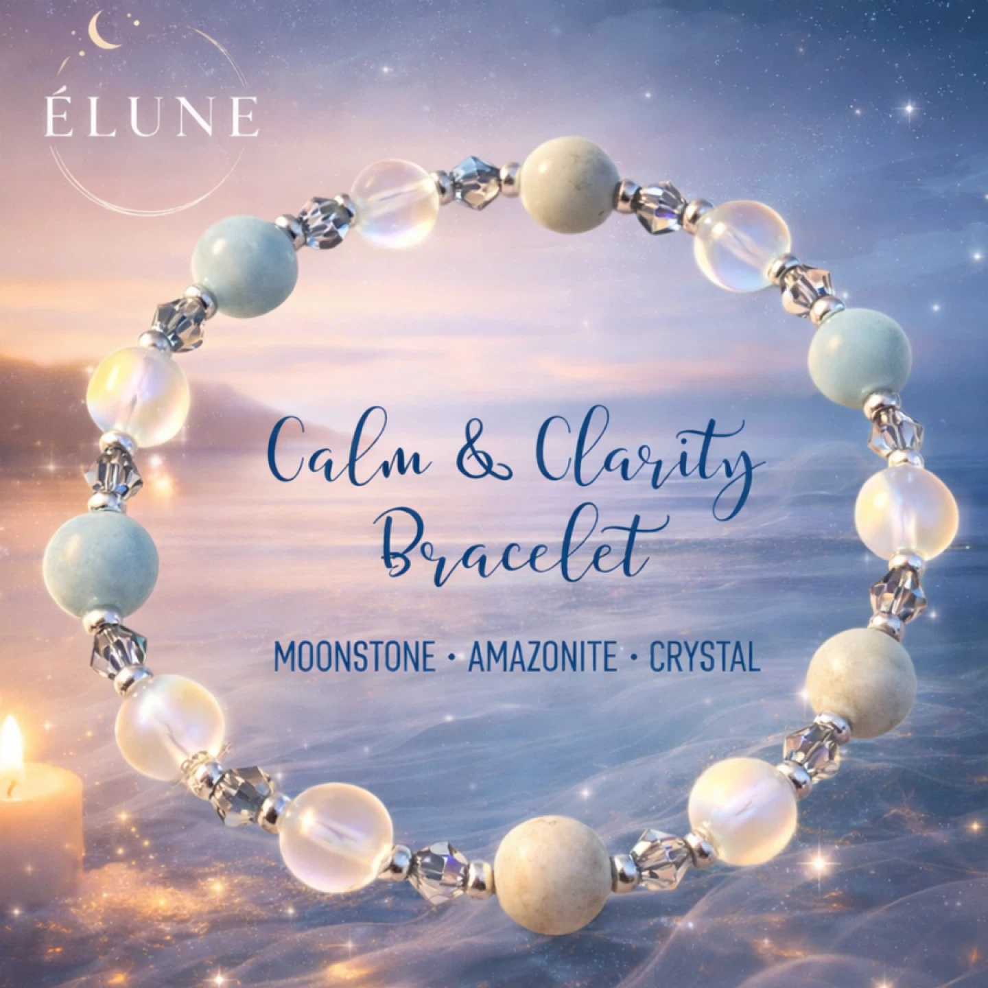 ÉLUNE Calm & Clarity Moonstone Amazonite Crystal Bracelet