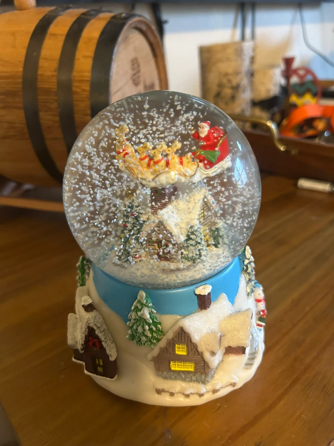 Vintage Christmas Village Snow Globe with Santa - photo 2