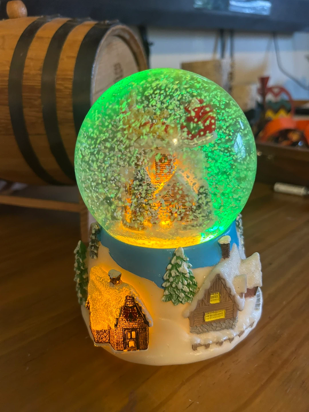 Vintage Christmas Village Snow Globe with Santa - photo 3