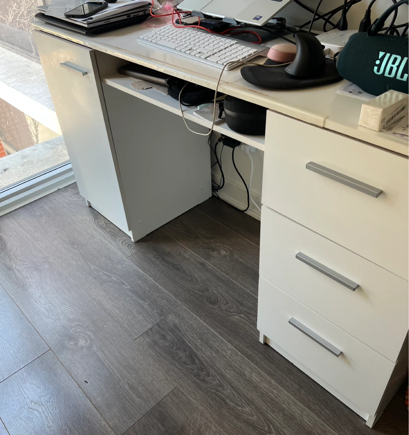 Move-out sale: White Desk with Drawers and Cabinet - photo 2