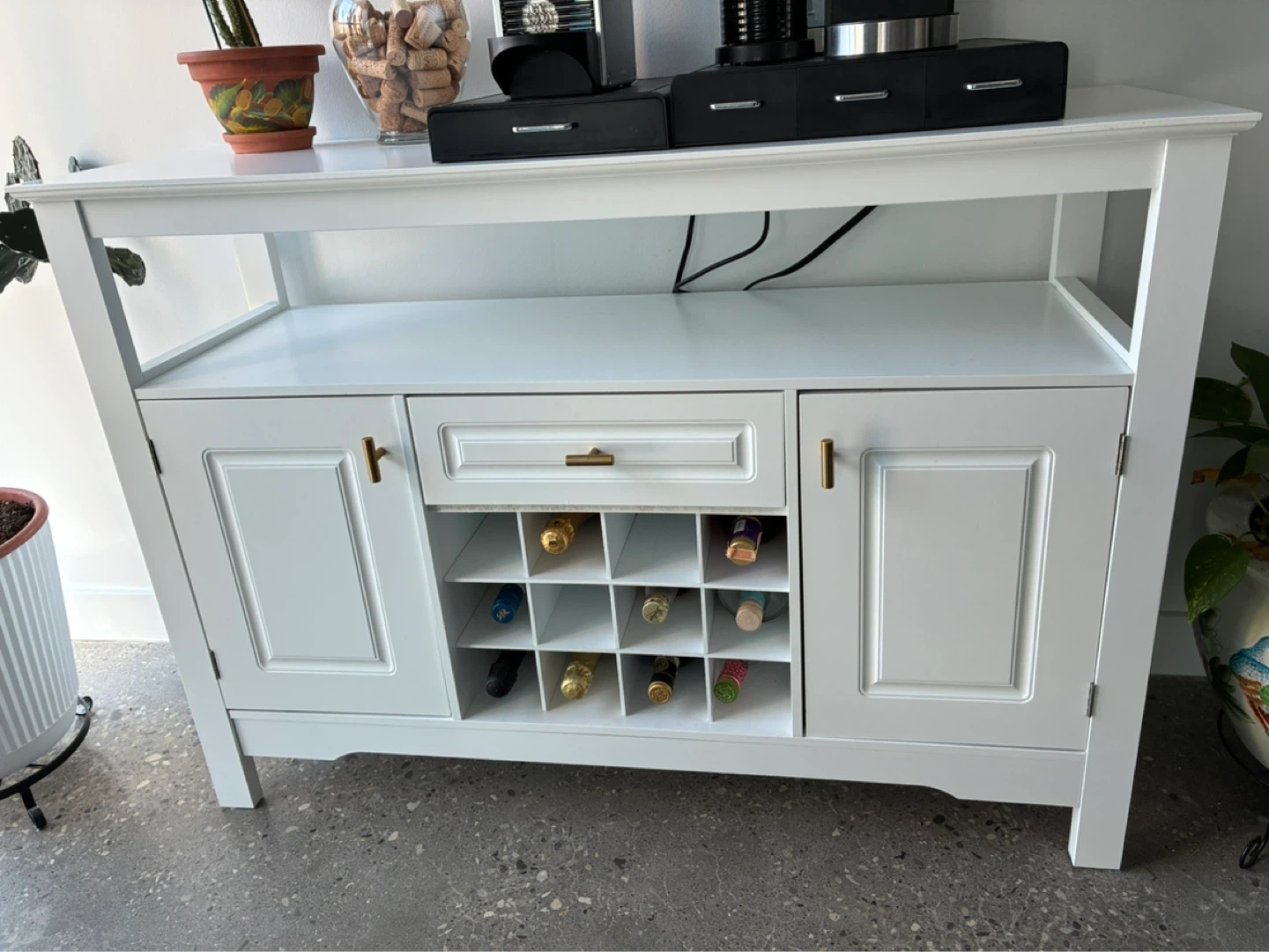 White Sideboard with Wine Rack