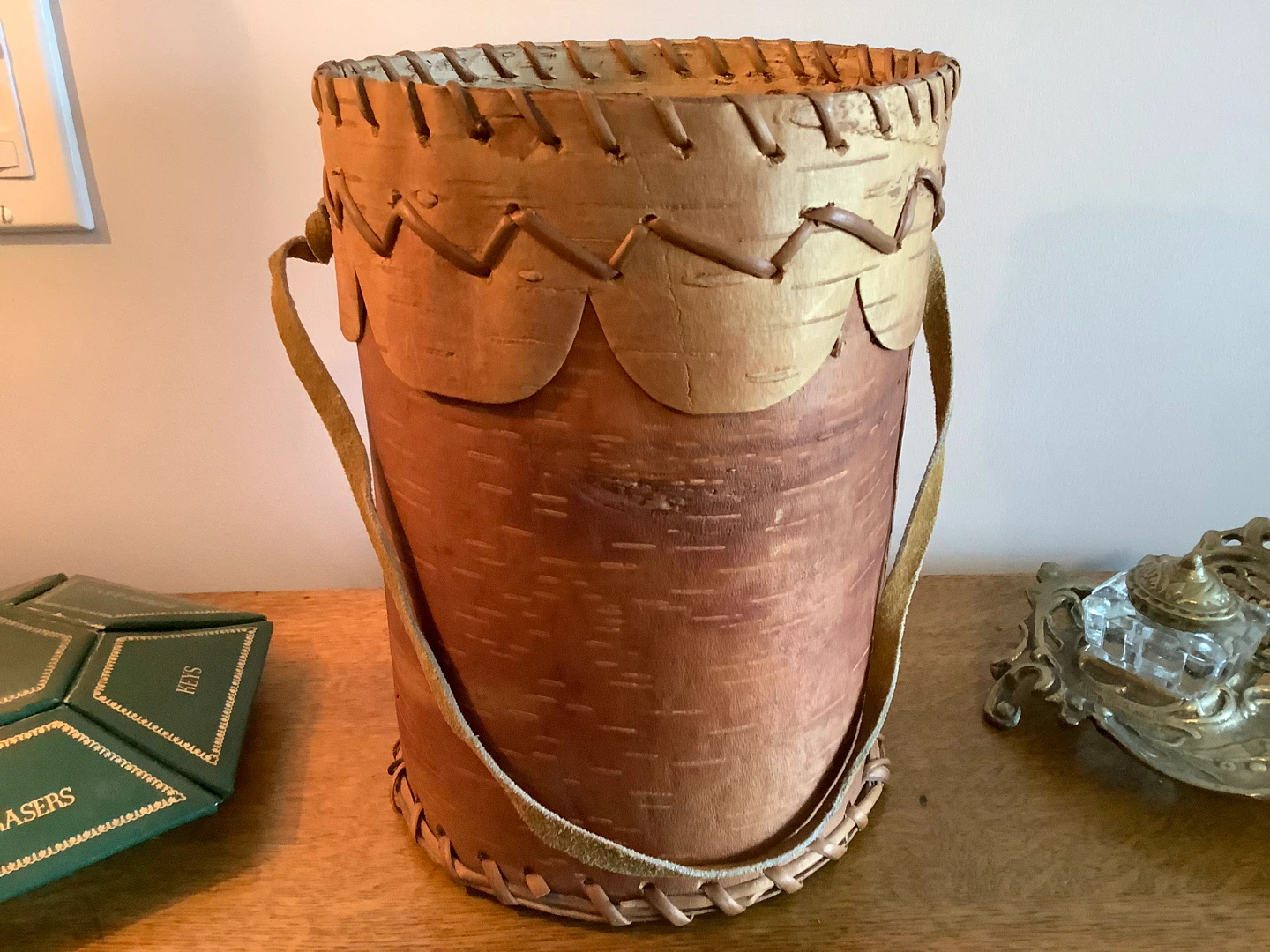 Vtg Cylindrical Birch Bark Basket - Maggie Black First Nations 🐞 - photo 5