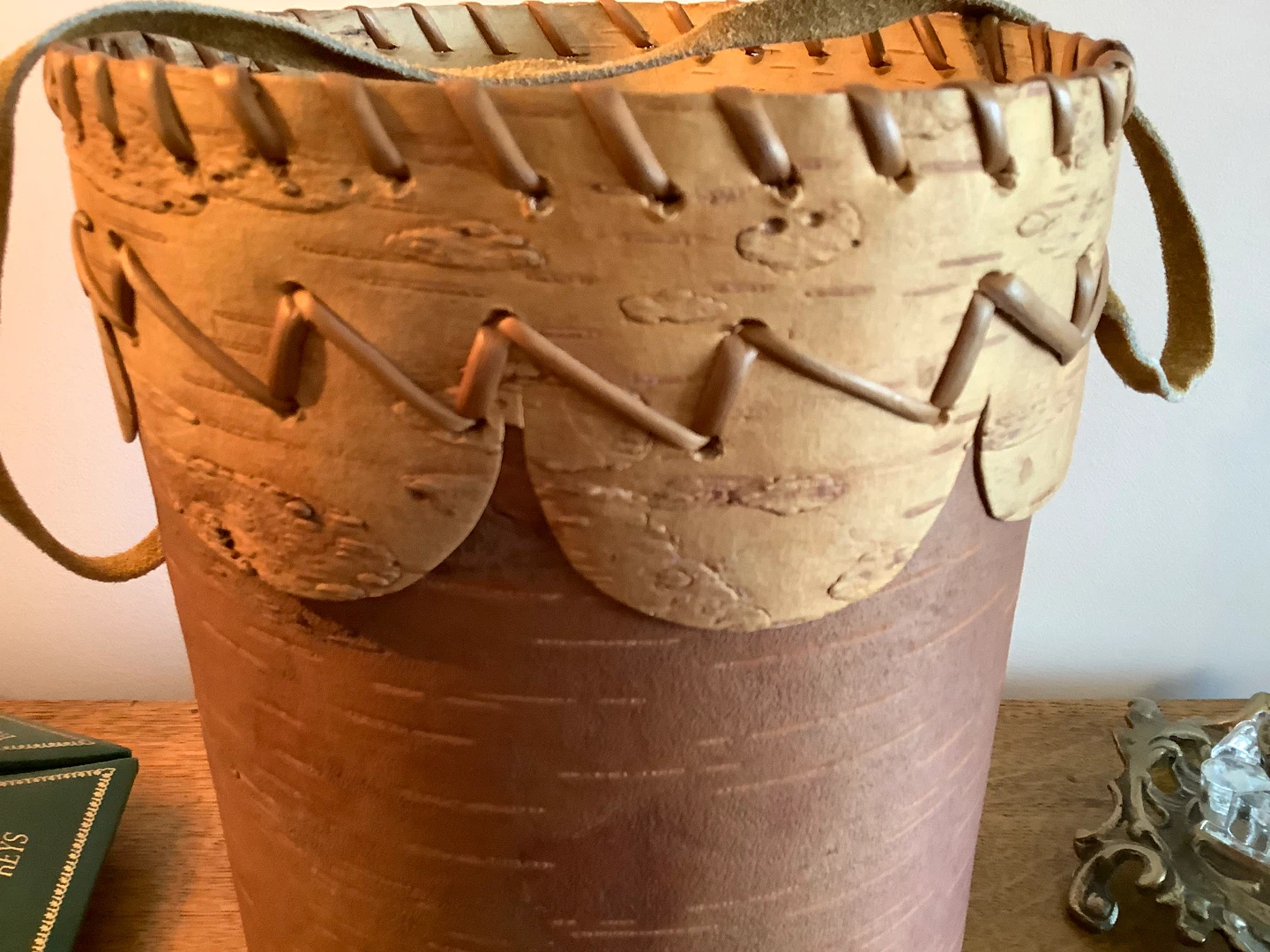 Vtg Cylindrical Birch Bark Basket - Maggie Black First Nations 🐞 - photo 2