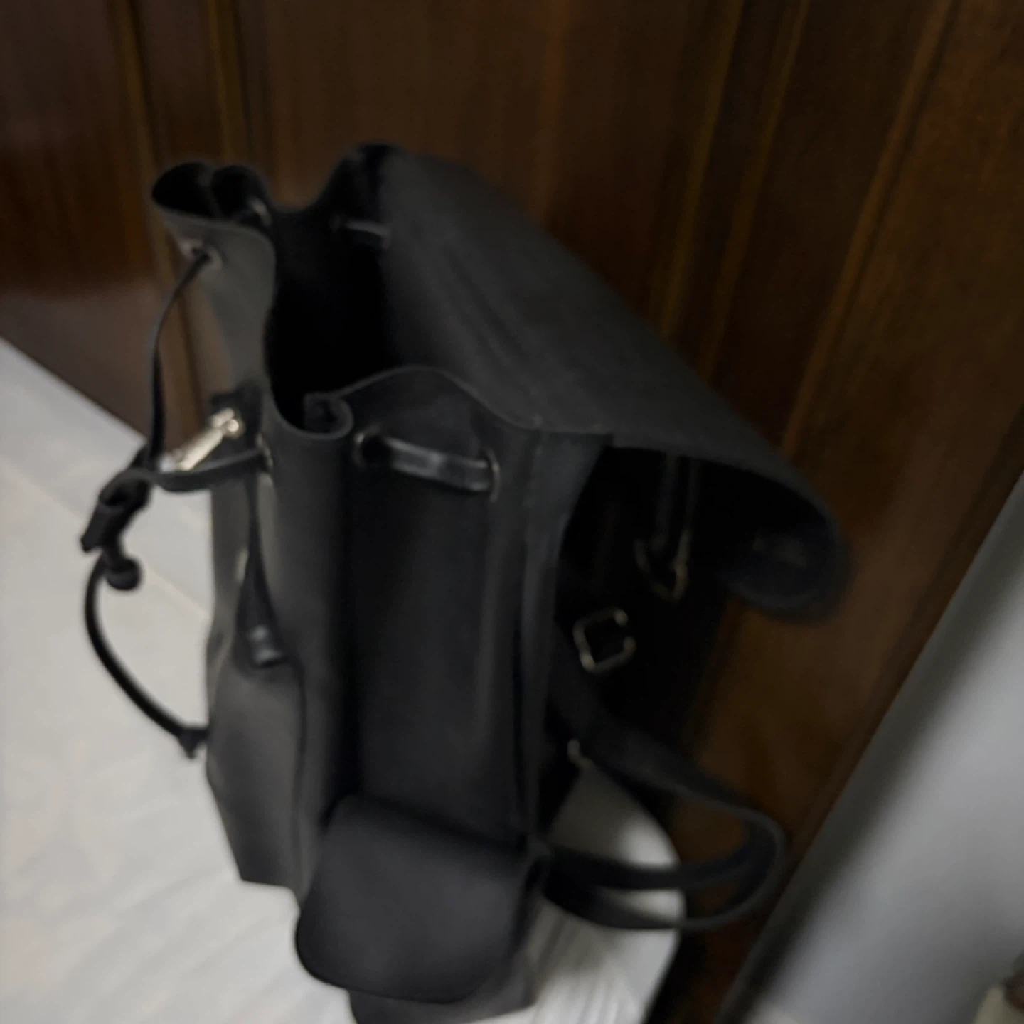 KAVAEB Black Faux Leather Backpack - photo 3