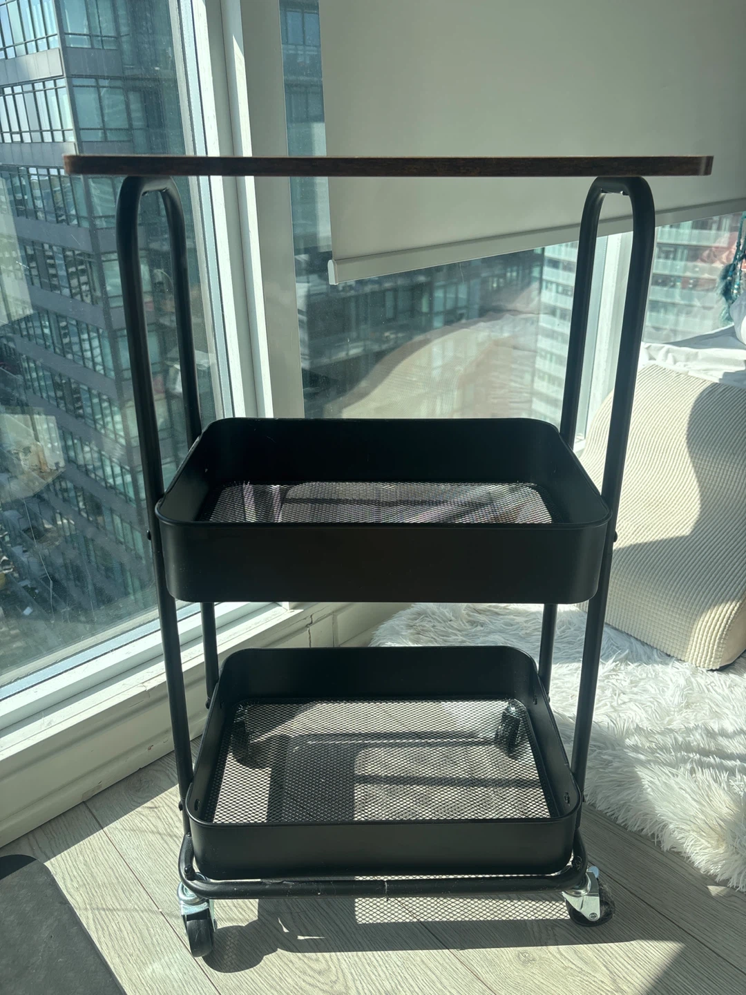 2-Tier Rolling Storage Cart with Wood Top - photo 2