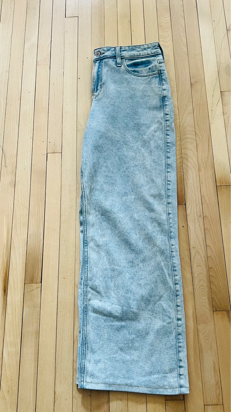 Jean taille haute wide leg Hollister W27 bleu clair