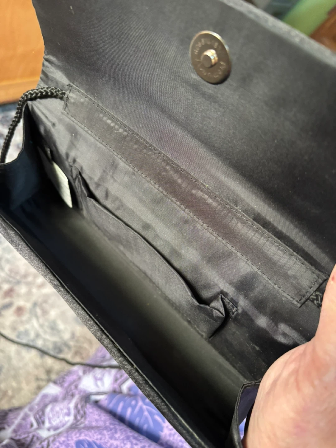 Black clutch with rhinestone trim - photo 3