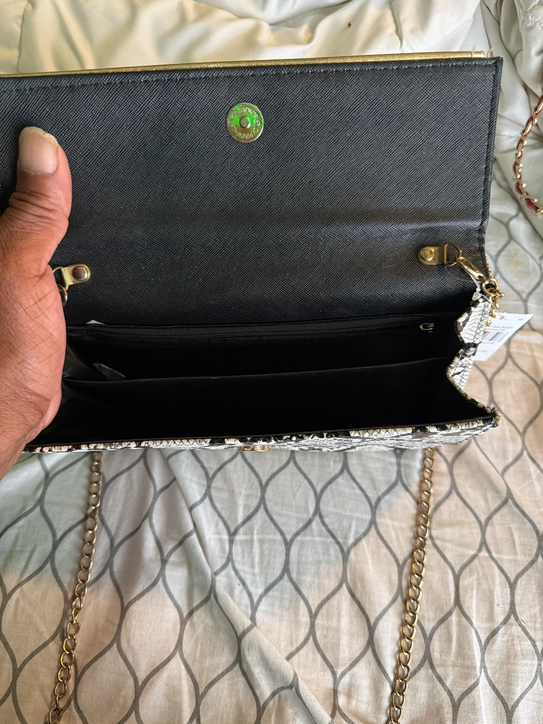 Women's Clutch Wallet with Chain Strap - Snake Print - photo 2