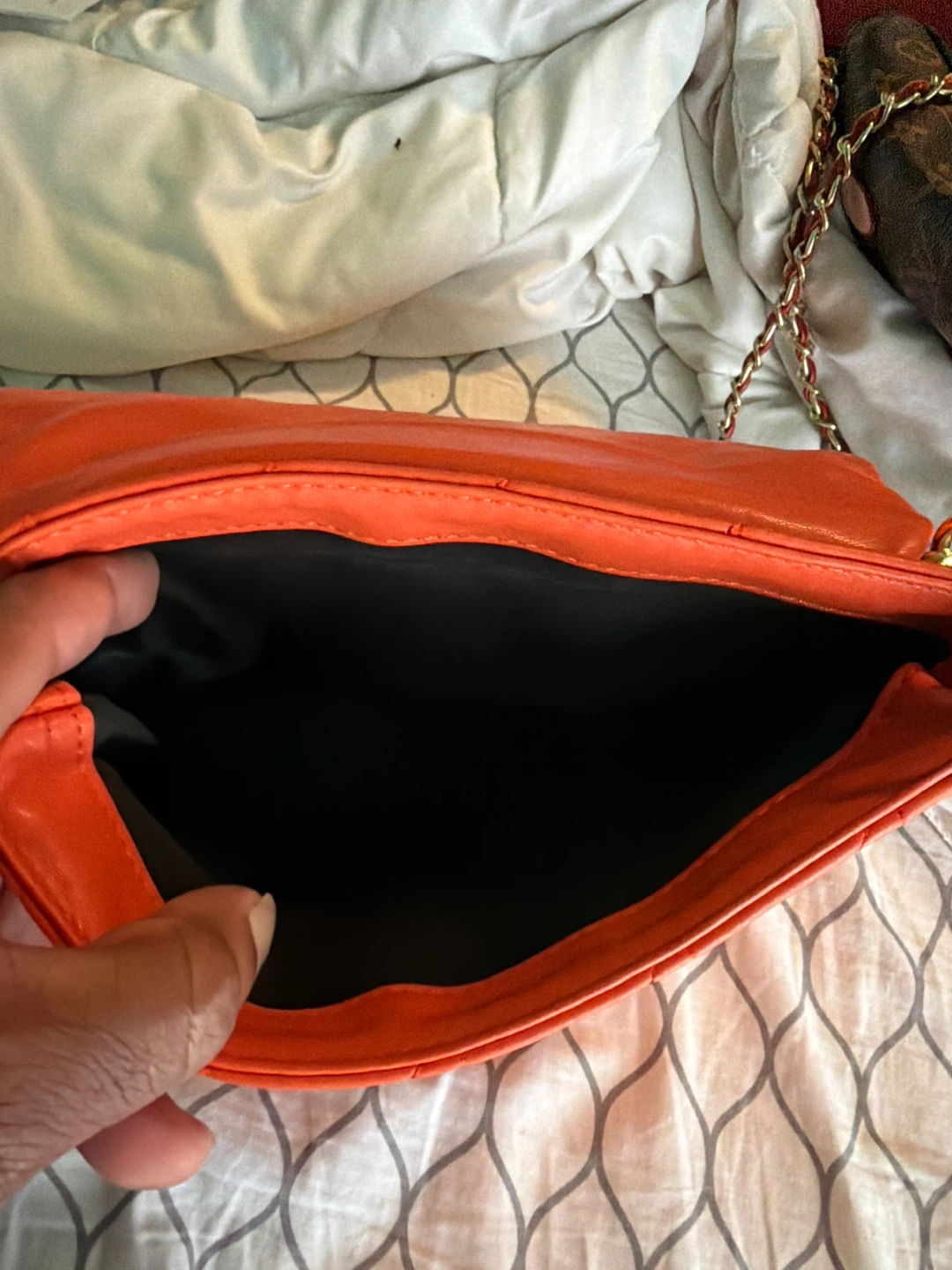 Orange Quilted Chain Shoulder Bag - photo 3