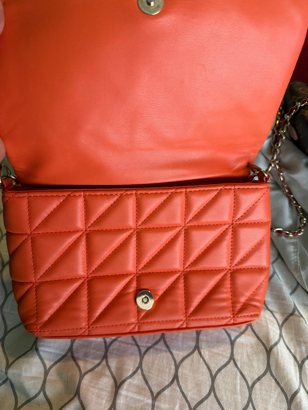 Orange Quilted Chain Shoulder Bag - photo 2
