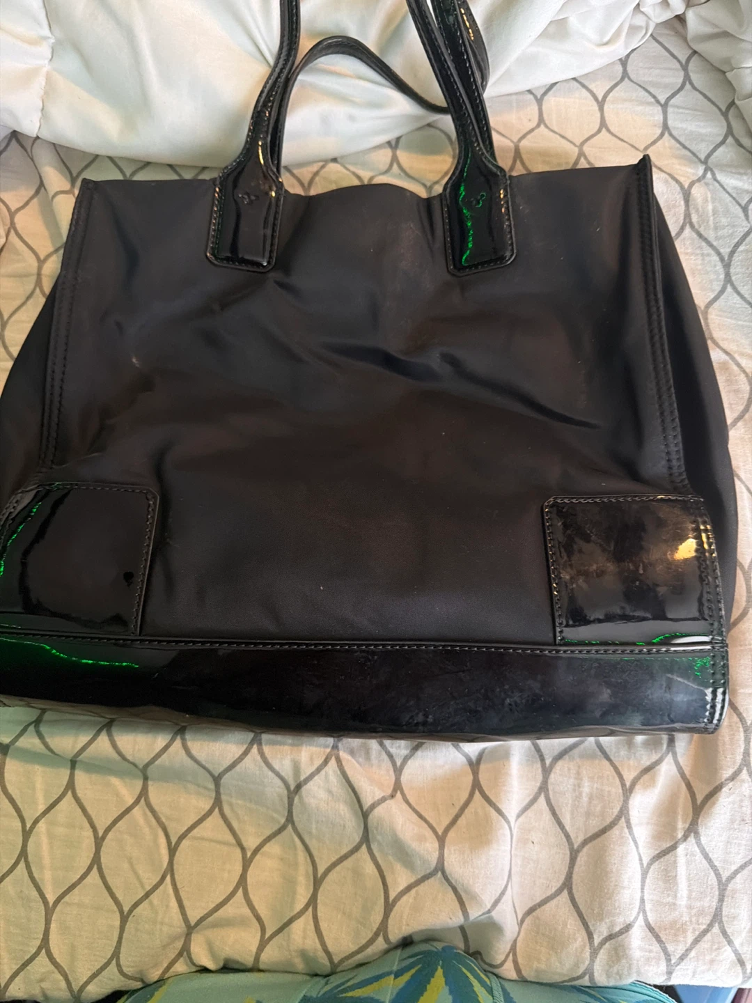 Tory Burch Black Nylon & Patent Leather Tote Bag - photo 2