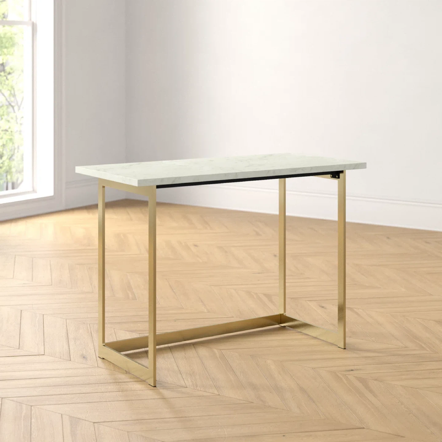 Modern Marble Top Desk with Gold Legs - photo 4