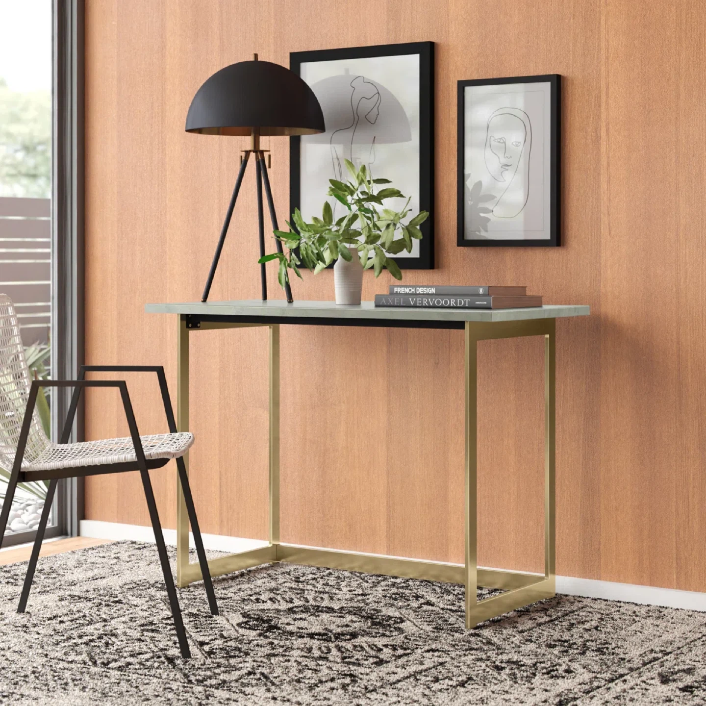 Modern Marble Top Desk with Gold Legs - photo 3