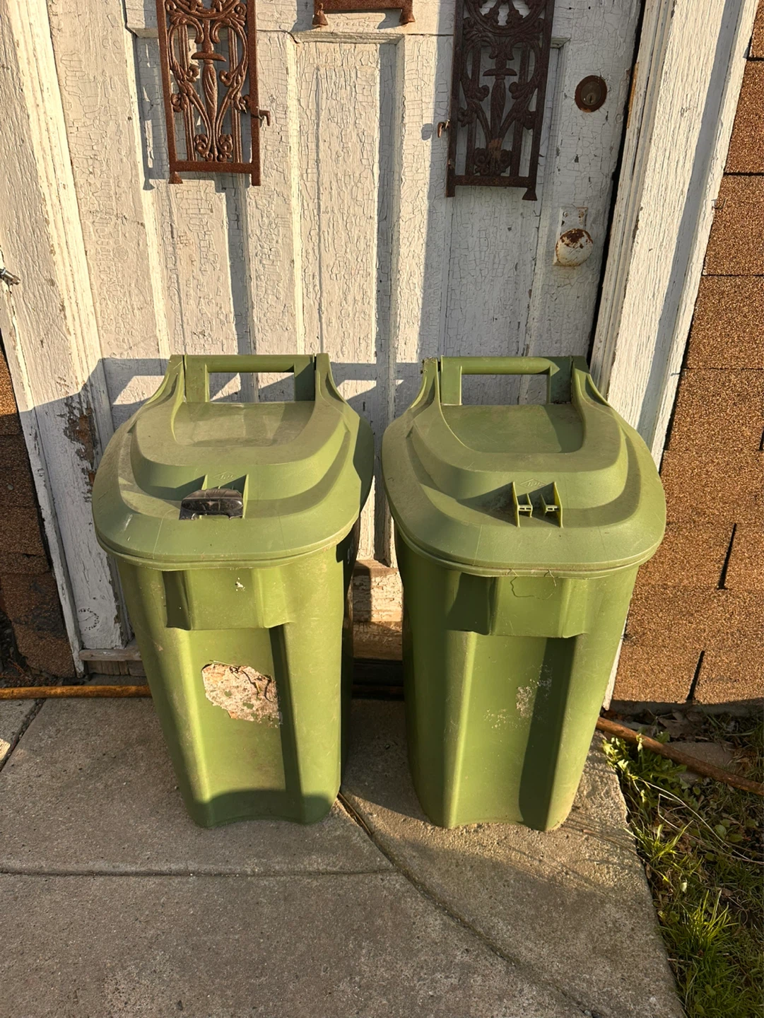Green Wheeled Garbage Bins - Set of 2