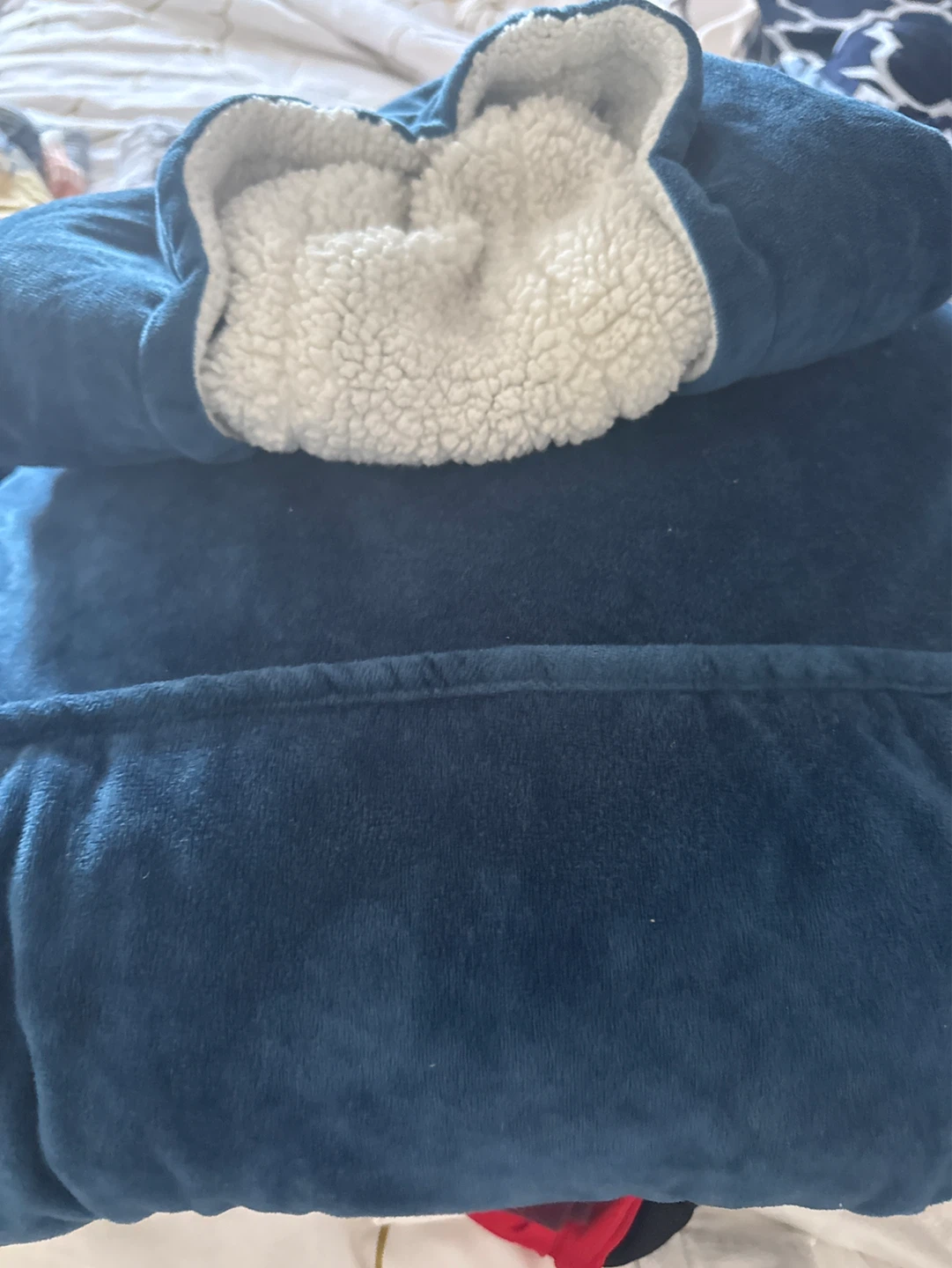 Blue Sherpa Lined Hoodie Blanket - photo 2