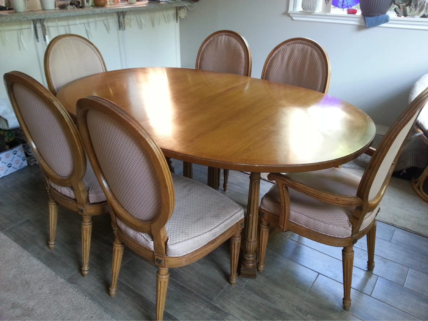 Wooden Oval Dining Table with 6 Chairs