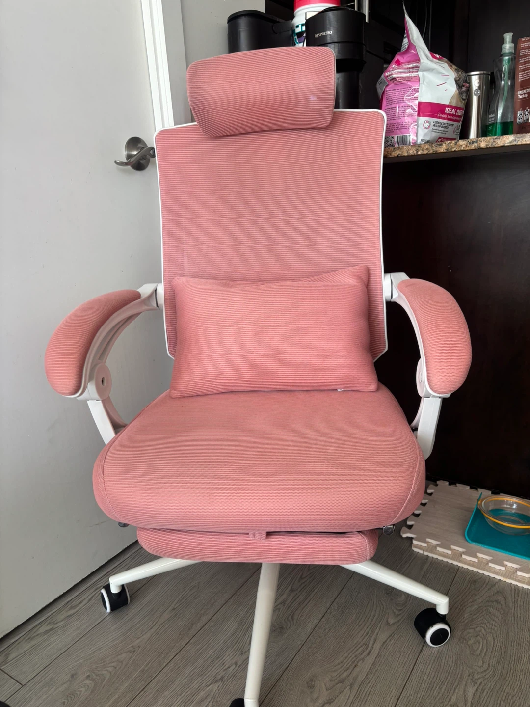Ergonomic Office Chair with Footrest - Pink