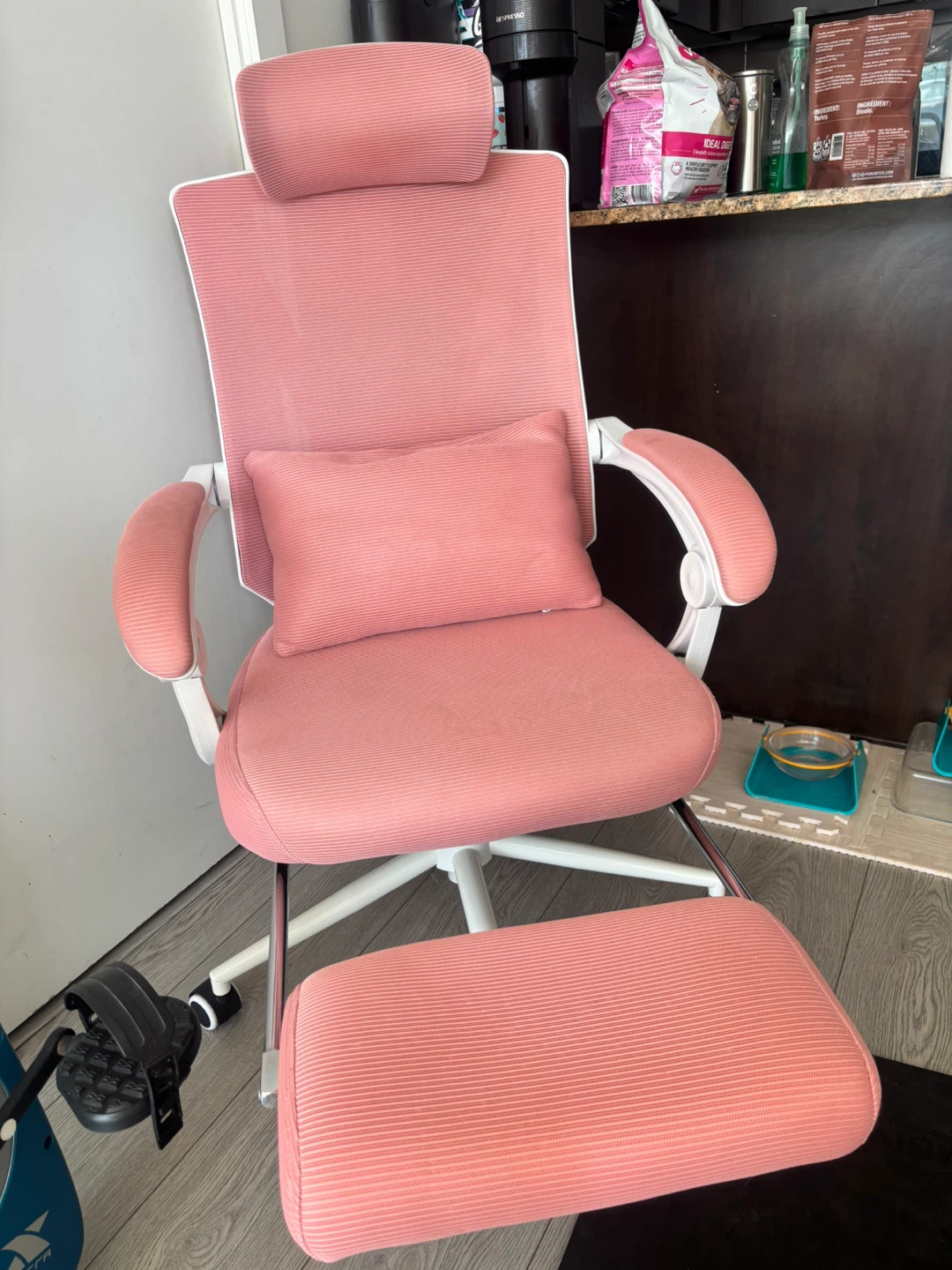 Ergonomic Office Chair with Footrest - Pink - photo 4