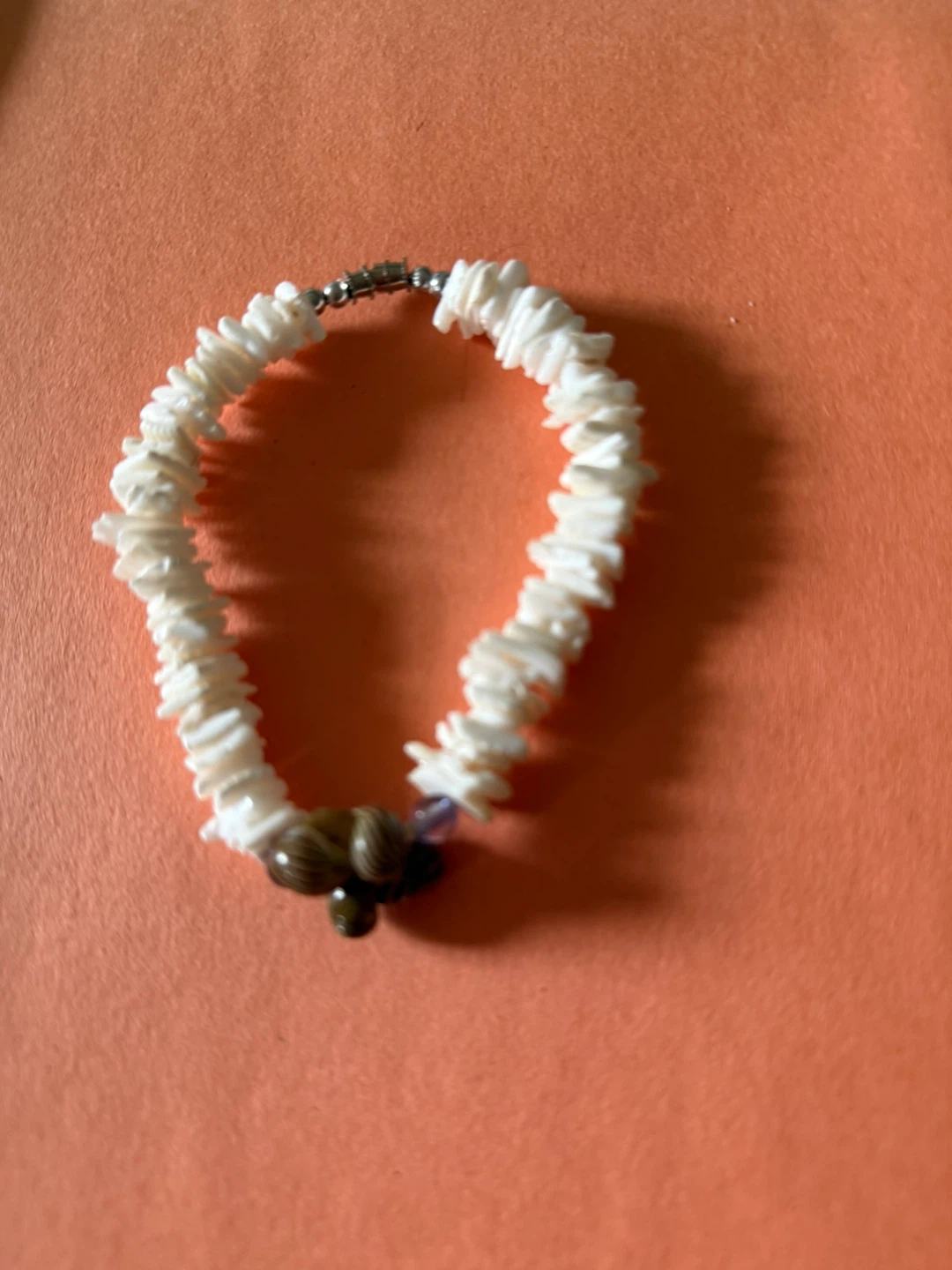 White Shell Bracelet with Charm 🌱 - photo 2