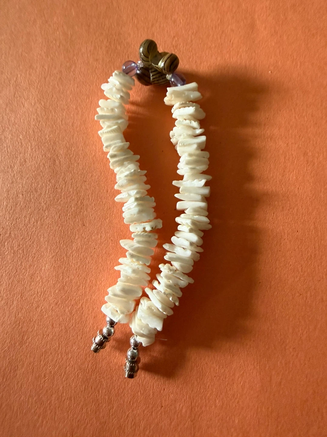 White Shell Bracelet with Charm 🌱