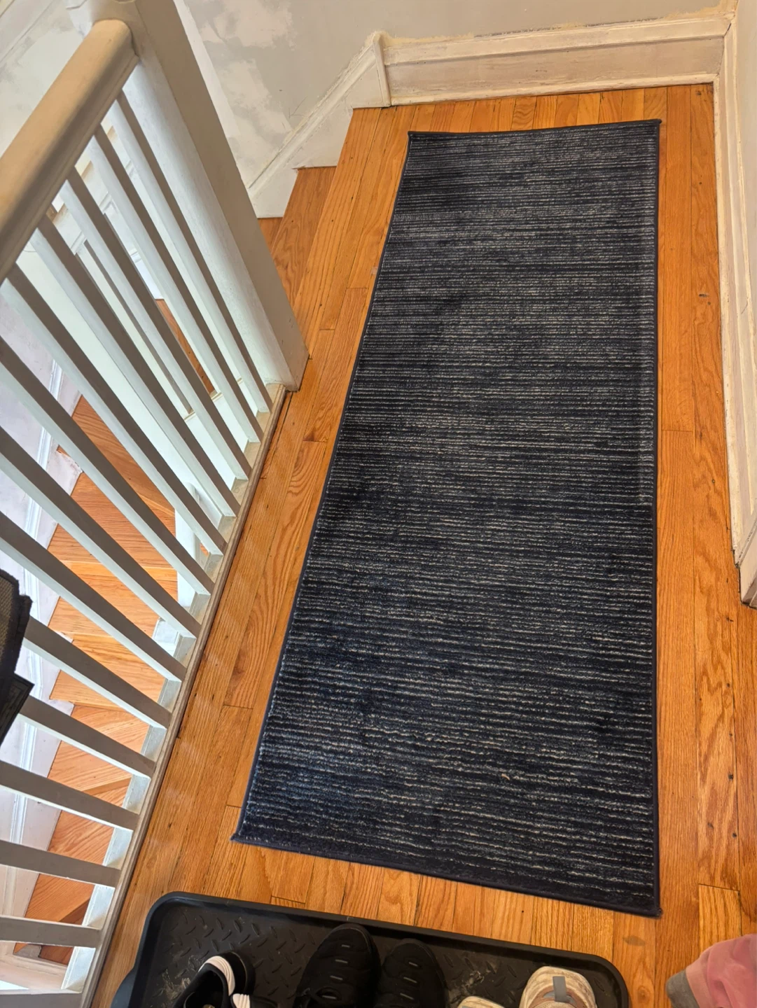 Navy Blue Striped Runner Rug - photo 3