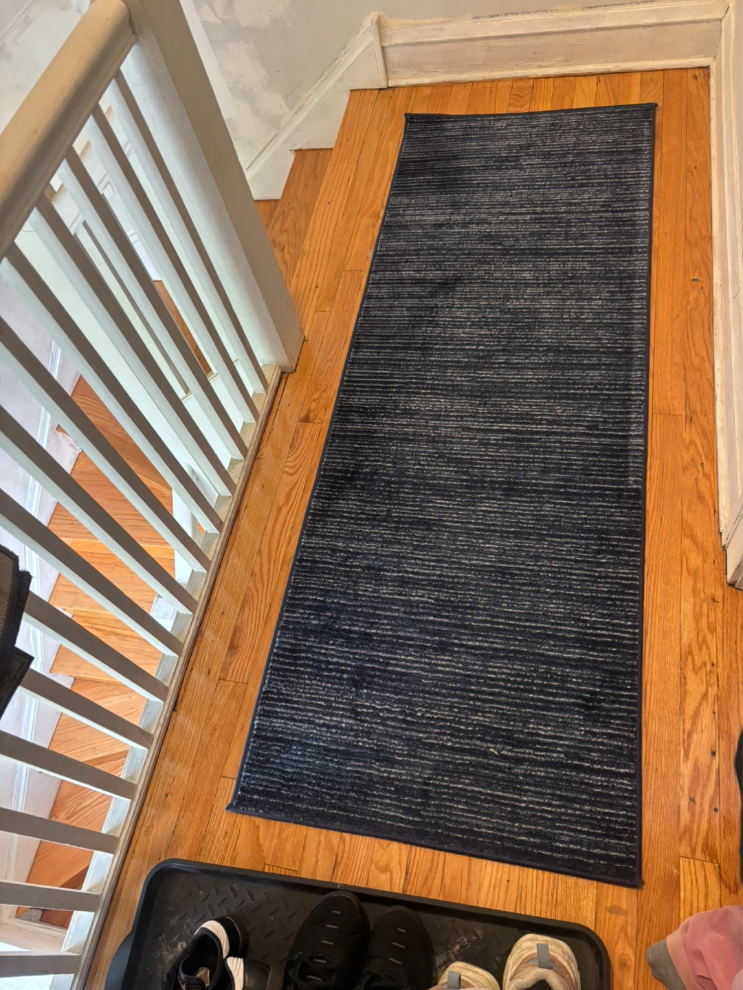 Navy Blue Striped Runner Rug - photo 2
