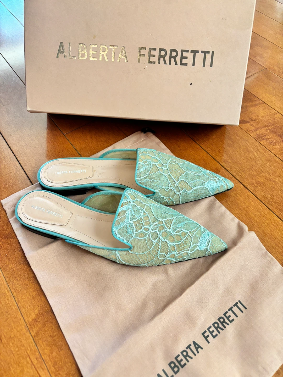 US7 Alberta Ferretti Lace Mules - photo 2