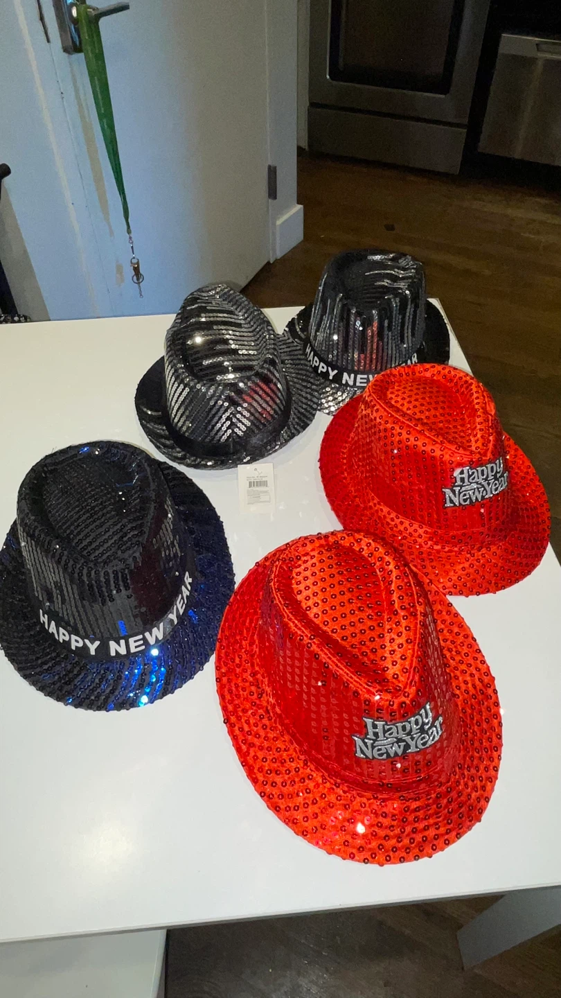 Happy New Year Sequin Fedora Hat