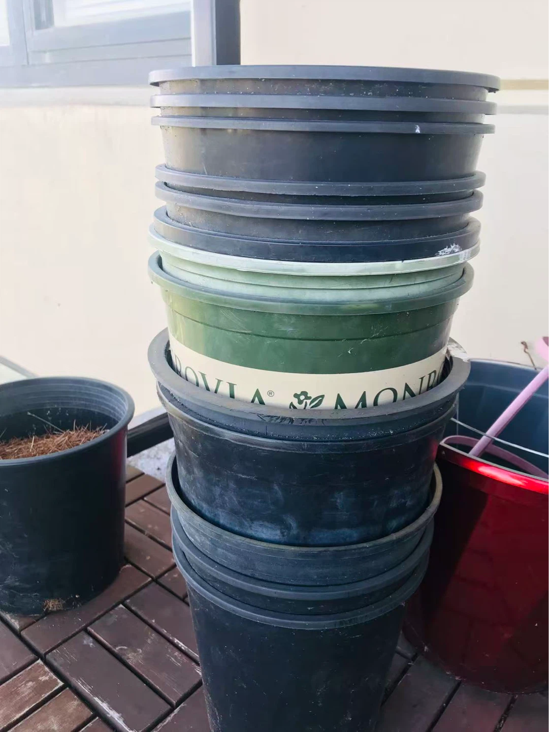 Various Garden Pots - Black, Green, and Cream