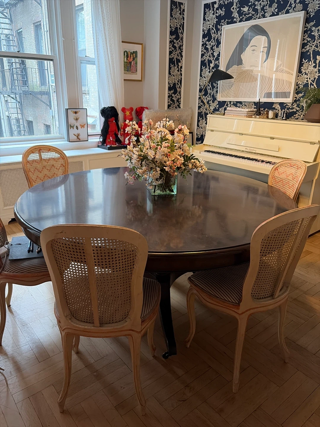 Round Dark Wood Dining Table